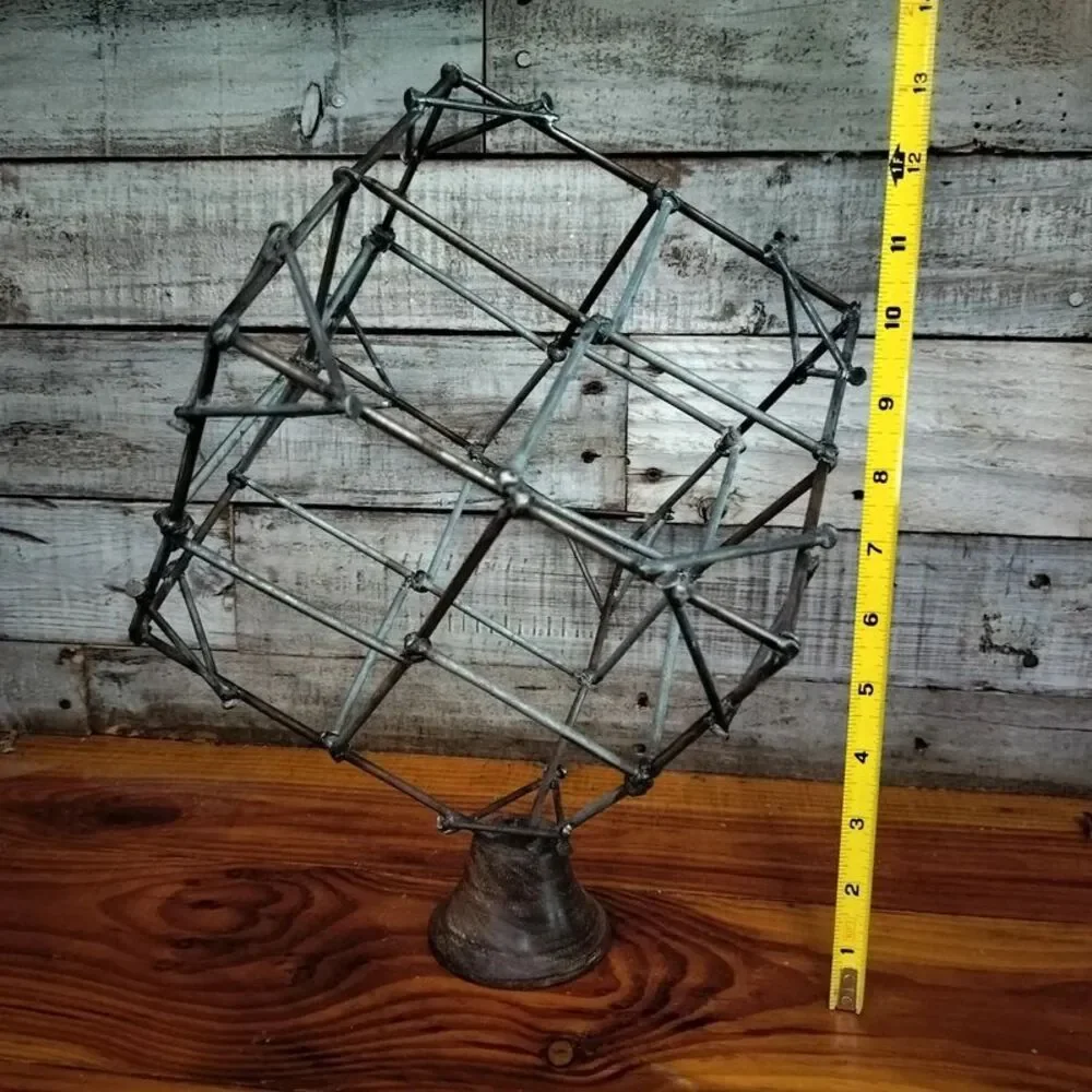 Handmade up cycled metal nail cube sculpture